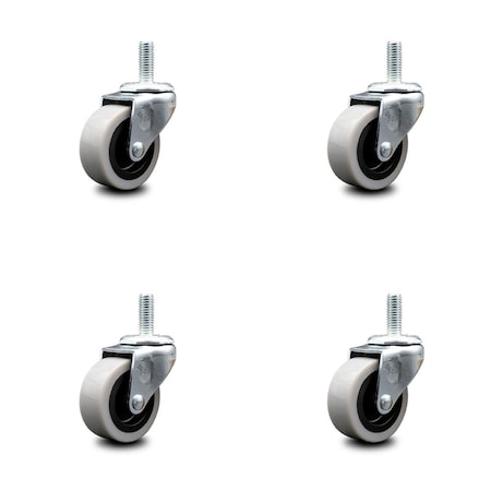 Service Caster 2 Inch Polyurethane Wheel 3/8 Inch Threaded Stem Caster, 4PK SCC-TS05S210-TPUS-381610-4
